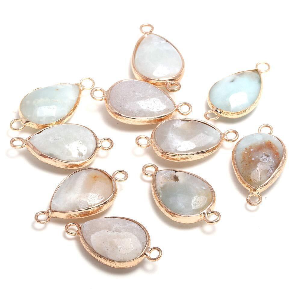 2779 10pcs Natural Stone Quartz Agate Amazonite Connectors Pearl Links